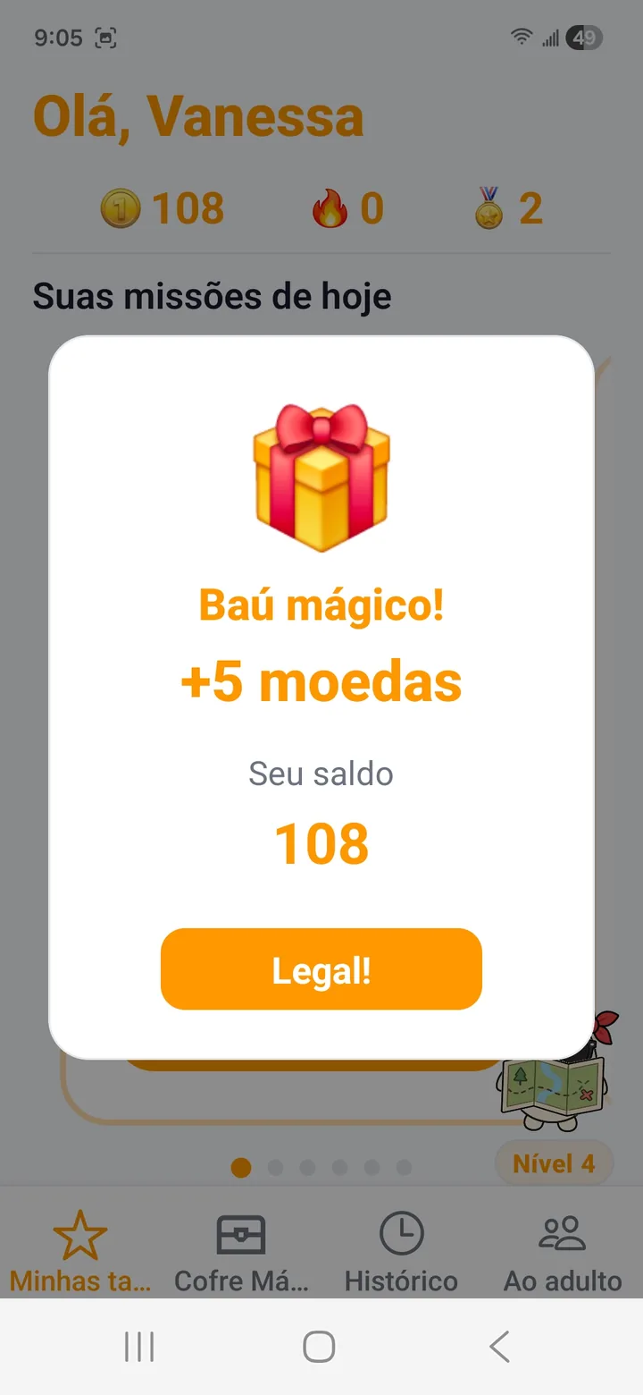 Popup de tarefa aprovada