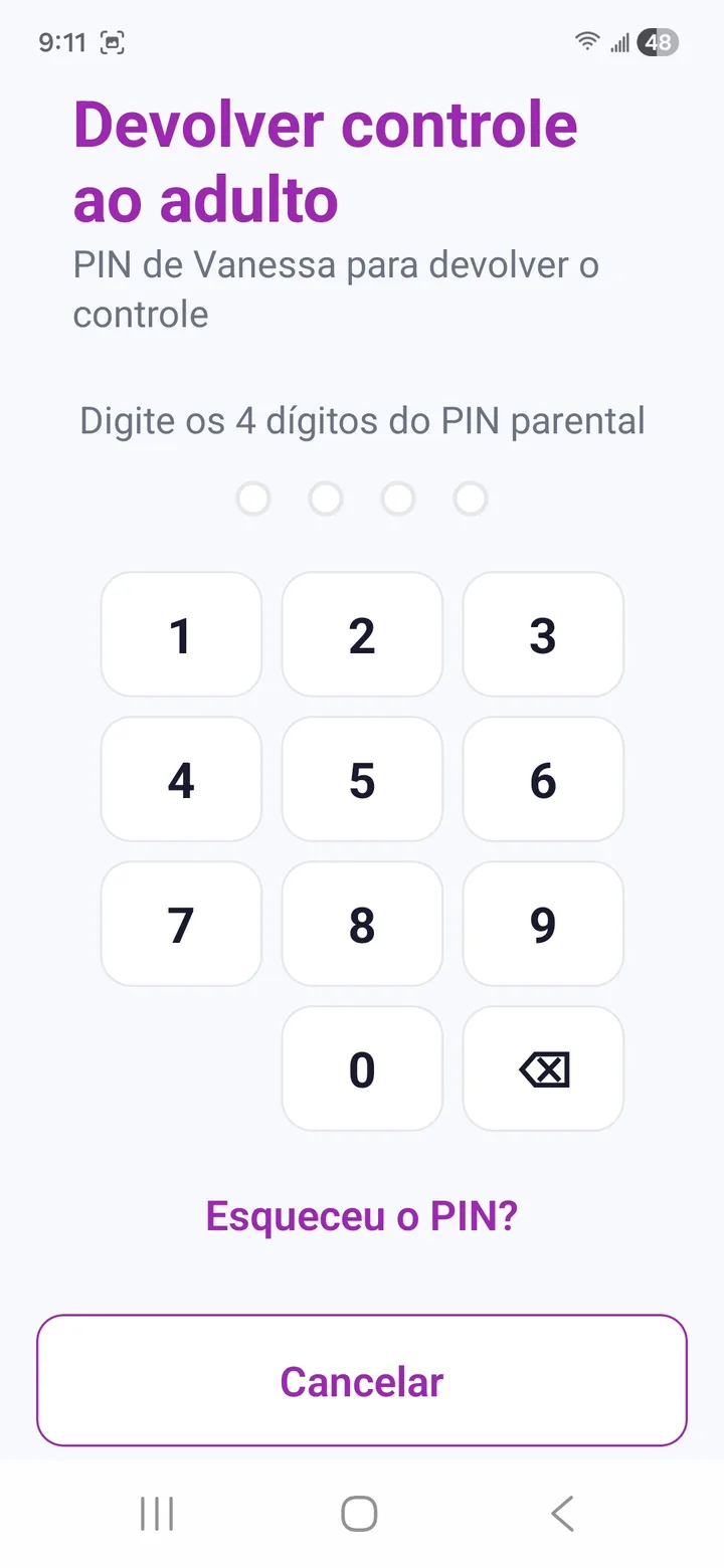 Modo compartilhado com PIN